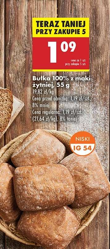 Bułka 100 % z mąki żytniej 55 g