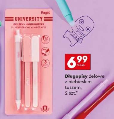 Długopisy żelowe z niebieskim tuszem, 2 szt.